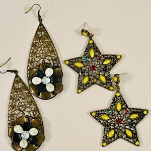 Elegant Floral and Star Earrings Set